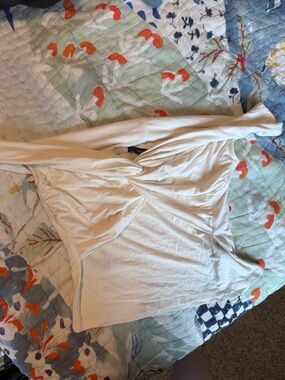 Forever 21 Ivory Twist-Front Off Shoulder Top